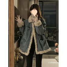 羊羔毛牛仔外套女秋冬季2025新宽松加绒棉衣服小个子加厚棉袄