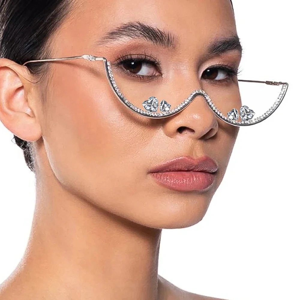 Nuevo marco de gafas de amor transfronterizo accesorios de marco de gafas plegables de diamante simple marco de gafas para mujeres