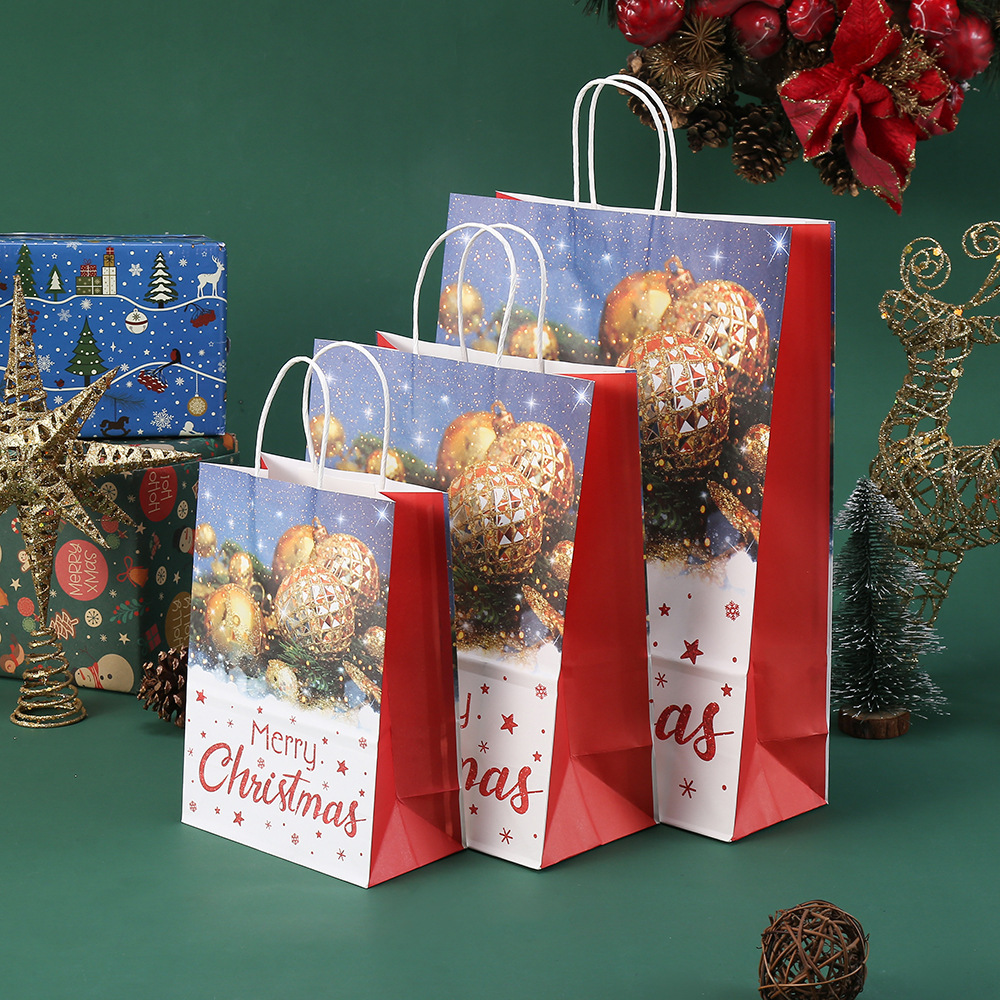 Bolsas de regalo impresas en color bolsas de fiesta de Navidad bolsas de embalaje kraft bolsas de compras al por mayor dulces bolsas de regalo