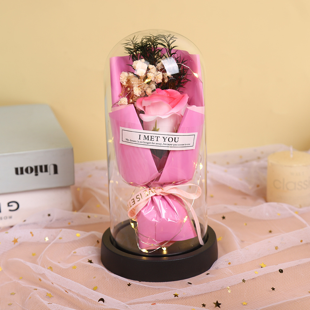 Fábrica al por mayor 520 regalos de día de San Valentín copa de vidrio eterno flores de jabón de rosas para enviar adornos exquisitos para amigos