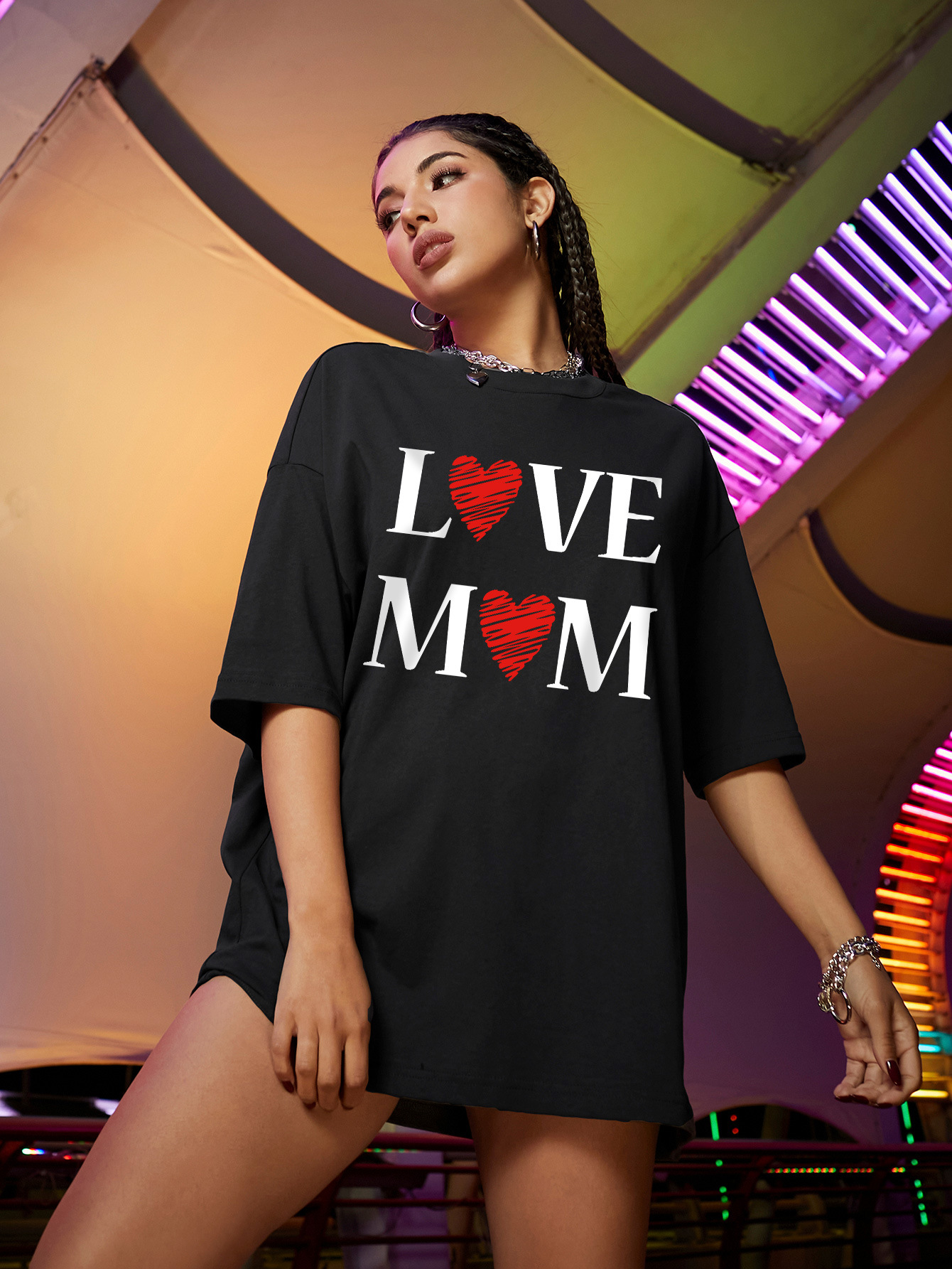 Women's T-shirt Short Sleeve T-Shirts Streetwear Letter Heart Shape display picture 4