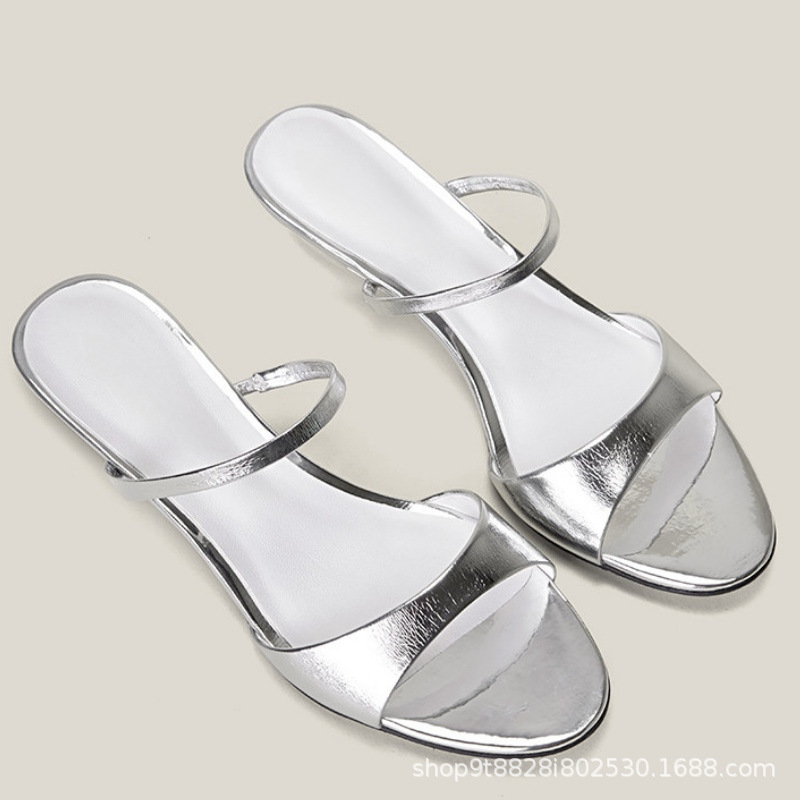 El temperamento francés de seda de punta de tacones altos, sandalias de moda de correa delgada de mujer image 3