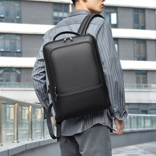 跨境头层牛皮男士商务双肩包大容量高级感多功能电脑背包旅行休闲