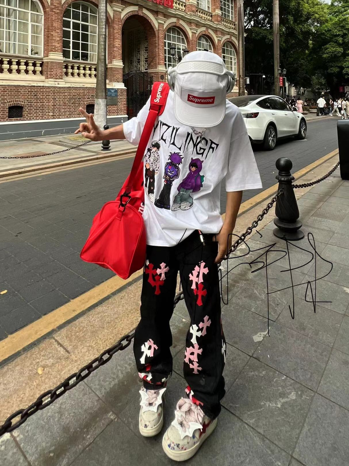 2023 nuevo original American High Street Cross jeans parche todo partido slim fit 2023 pantalones apilados moda