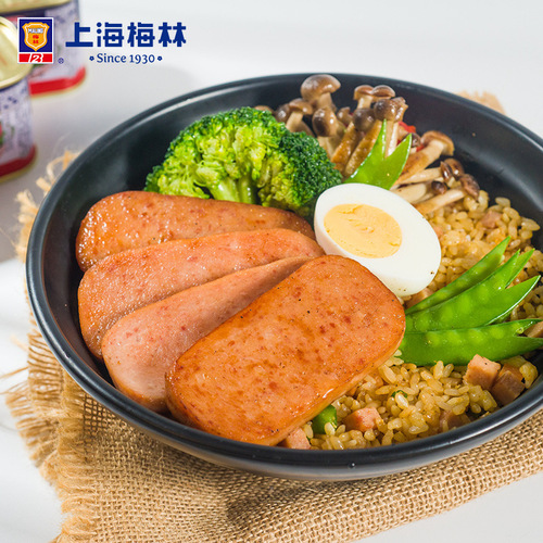 Shanghai Merlin Classic Canned Luncheon Meat 198g Meat Ready-to-Eat Convenient Hot Pot Family Reserve Emergency Food