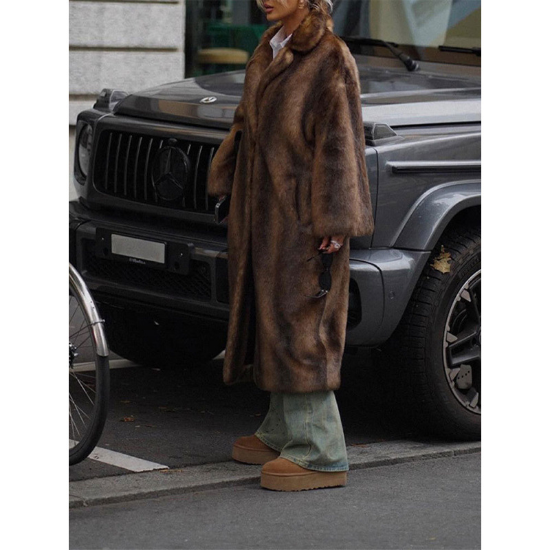 리얼 샷 패션 친환경 모피 모조 모피 코트 여성 패션 스트리트 우아한 봉제 코트 유럽과 미국 국경