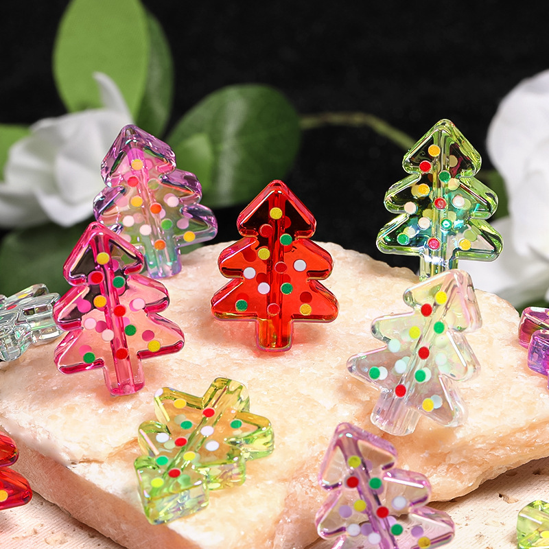 アクリル両面波点クリスマスツリービーズdiyクリスマスアクセサリー携帯電話チェーンビーズキーホルダーペンダント|undefined