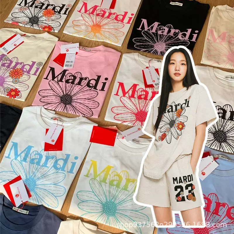 韩国Mardi潮牌小雏菊多花印花T恤纯棉宽松显瘦金高银同款短袖上衣