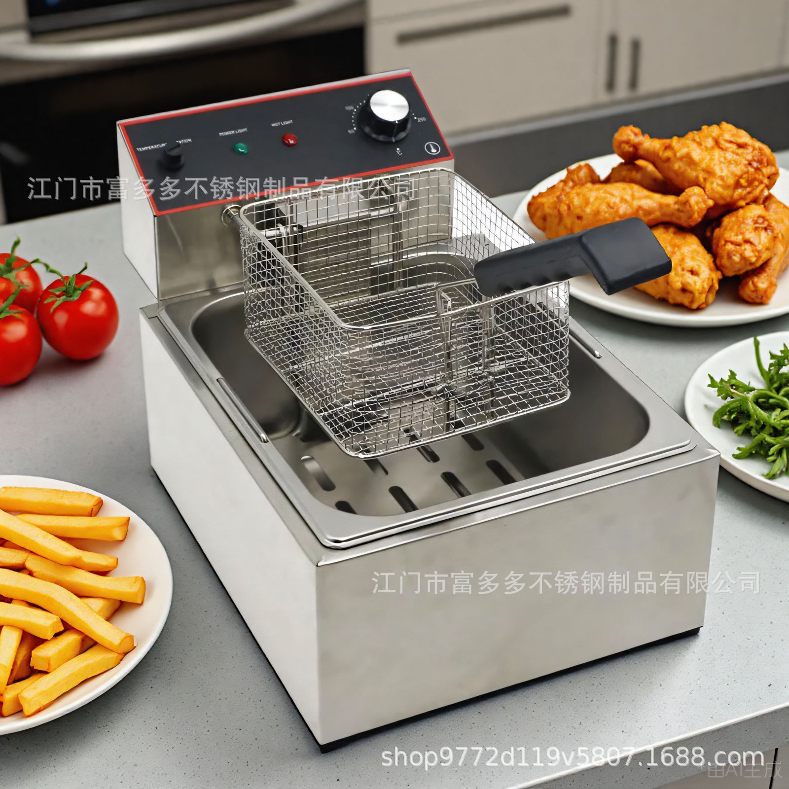 源头厂家/商用豪华款6L电炸炉定时款电炸锅不锈钢油炸锅厂家批发