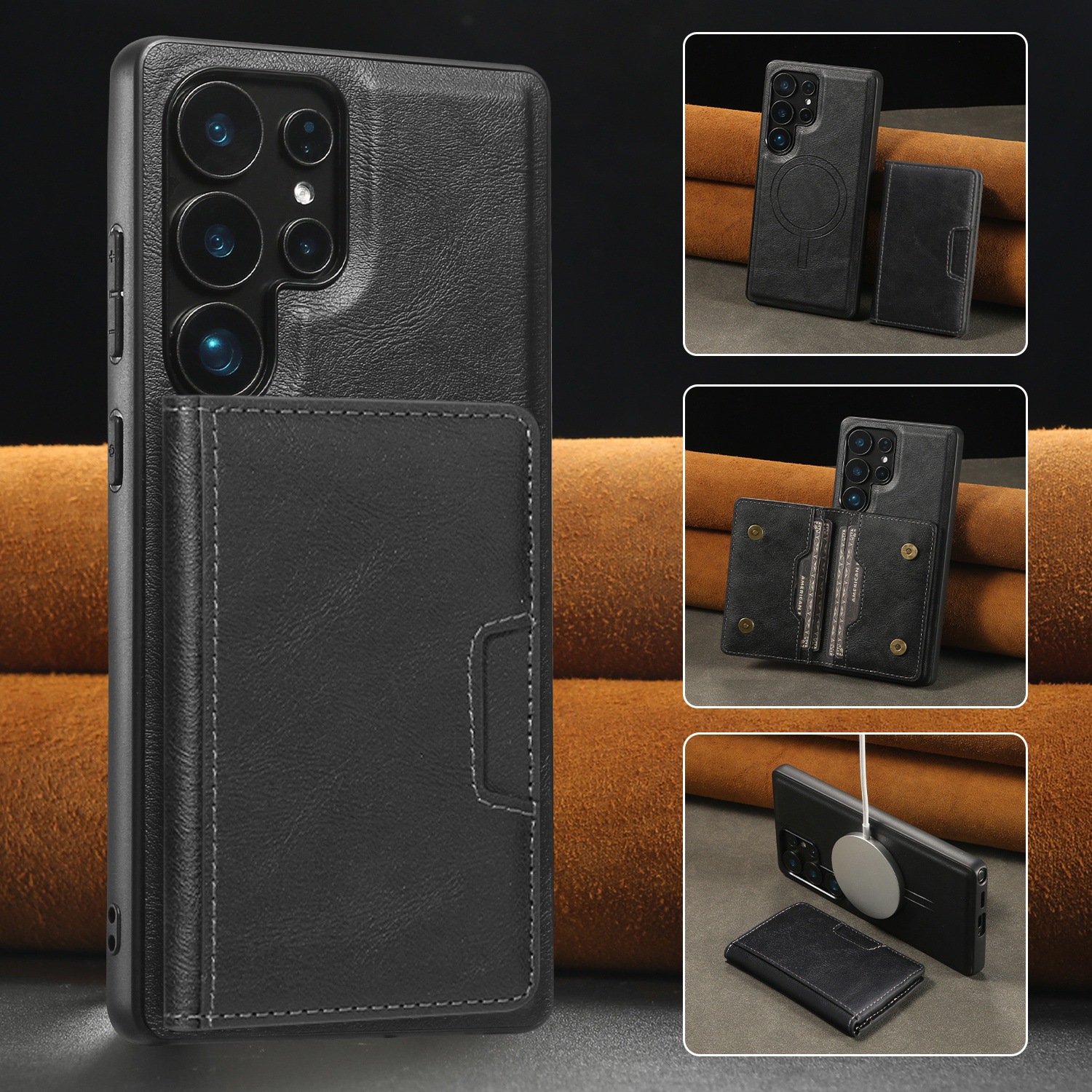 Adecuado para Samsung S25Edge Paquete de tarjeta magnética de anillo plegable Estuche para teléfono móvil Estuche protector de carga inalámbrica MagSafe magnético fuerte S25U
