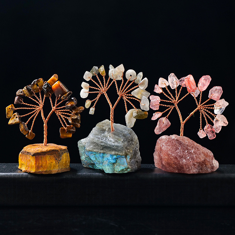 Natural Colorful Crystal Raw Stone Gravel Wealth Tree Hand-woven Amethyst Base Money Tree Home Decoration Natural Colorful Crystal Raw Stone Gravel Wealth Tree Hand-woven Amethyst Base Money Tree Home Decoration