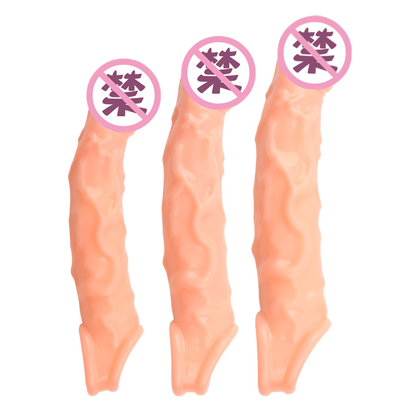 10-Frequency Vibrating Wolf-Tooth Penis Sleeve, Textured Silicone Extender for Couples — detail image 2