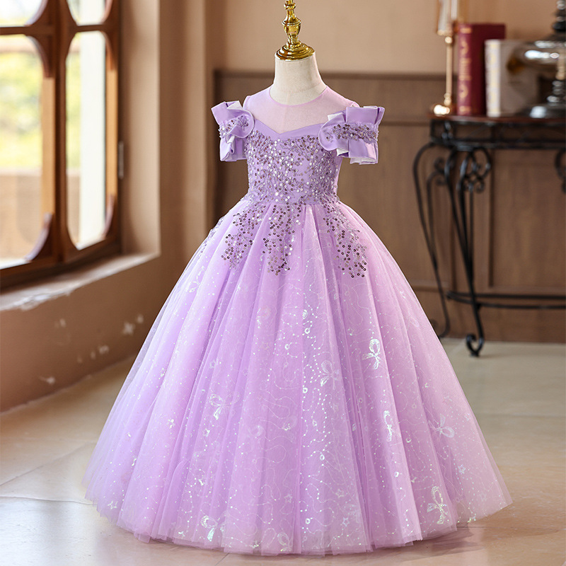 Vestido de princesa vestido de niña de hilo hinchado princesa estilo vestido de niños vestido de novia traje de piano de niña de flores de estilo occidental