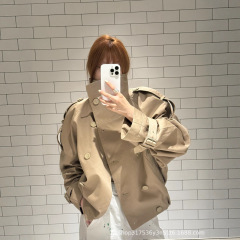 高品质ac秋季新款设计师卡其色法式复古收腰风衣外套夹克短款宽松