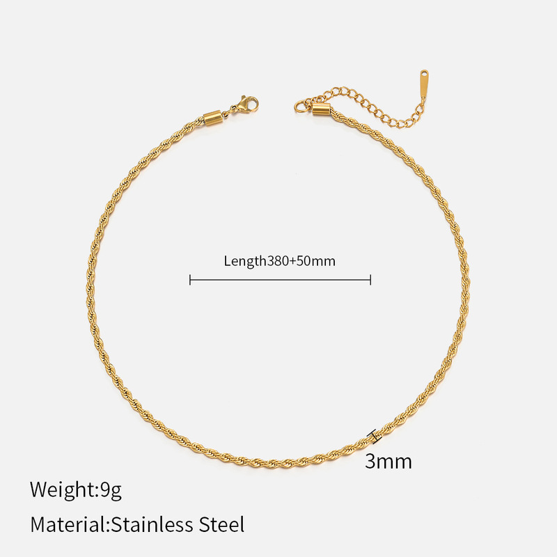 欧米ファッション新製品3mm/4mm麻花鎖ネックレス女性シンプルステンレスネックレス首鎖ジュエリー卸売り|undefined