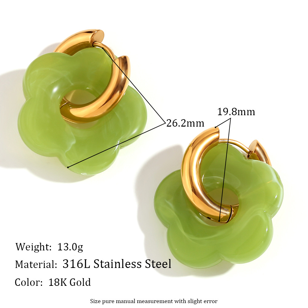 1 Pair Vacation Flower Plating Stainless Steel 18K Gold Plated Drop Earrings display picture 2