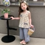女童新款无袖波点阔腿裤
