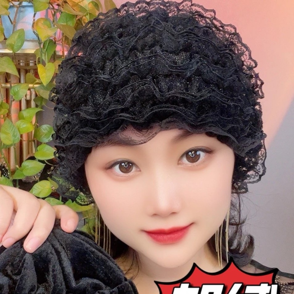 새로운 스타일에 벨벳과 두꺼워진 미용사 탄력 있는 레이스 캡을 더해 흰머리를 덮고 부러진 머리를 모아주는 모자 패셔너블한 홈 스타일