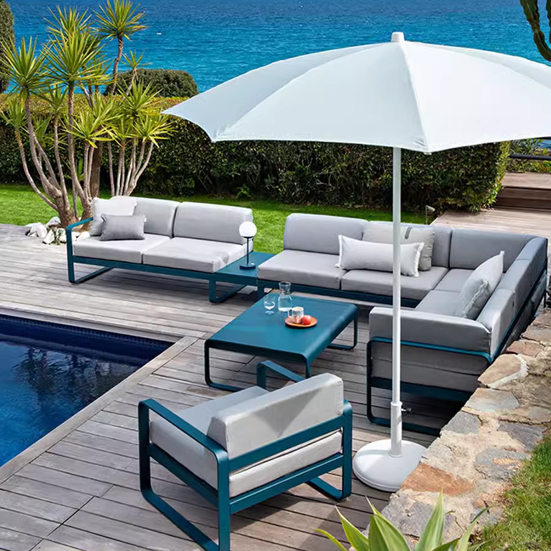Sofá al aire libre patio al aire libre solárium jardín simple balcón interior y exterior impermeable protector solar muebles de aleación de aluminio