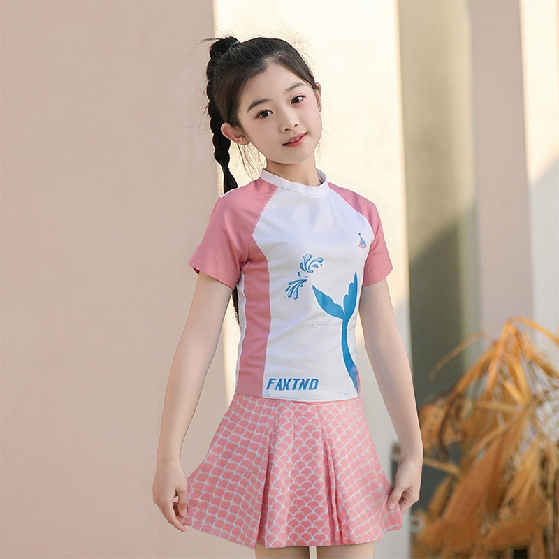 Nadar para niños trajes de baño para niños para mujeres, niños mayores, secado rápido para niñas, set de falda dividida, lindos trajes de baño de aguas termales.