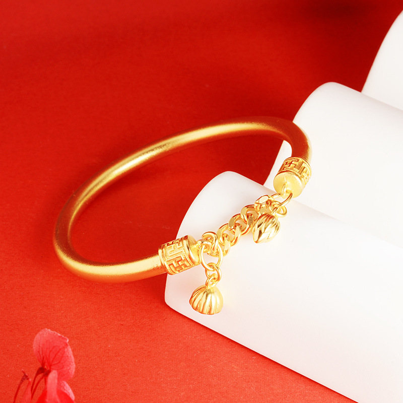Moda nacional estilo antiguo dos amantes del mundo pulsera de loto Vietnam arena oro Lotus dosel pulsera brillante tótem boda vivo popular