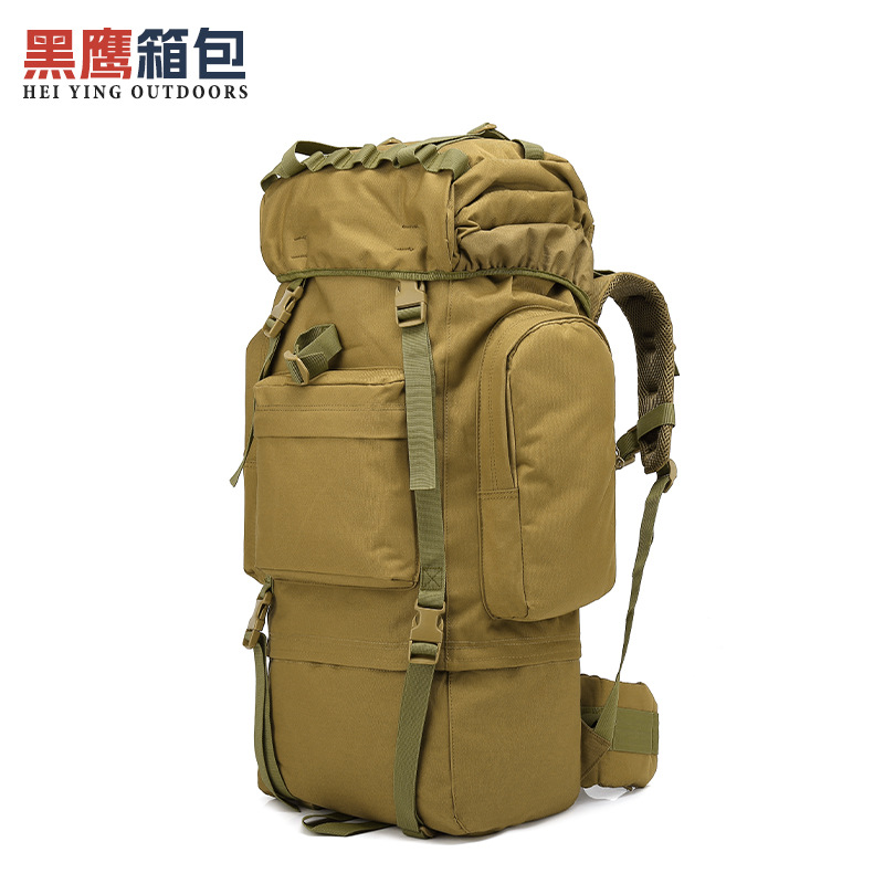 65L Large-Capacity Mountaineering Bag, Multi-Functional Military Fan Tactical Camouflage Backpack, Waterproof Outdoor Hiking Adventure Backpack
