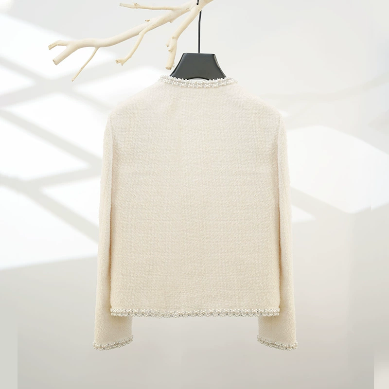 Шерстящее пальто, короткая куртка, круглый воротник, стиль Chanel, высококачественный стиль