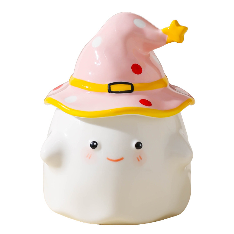 Regalos de cumpleaños fantasma extraña taza de cerámica con tapa taza de regalo de nicho mano taza de regalo regalo de Halloween