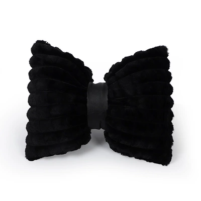 Bow car headrest wholesale: Headrest - rabbit-fur-puff-waistback-black