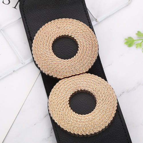 Factory Best Selling Women's Decorative Buttonless Elastic Wide Waist Four Seasons Versatile Down Jackets Dresses Elastic Waistband Han