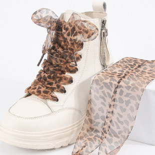 Leopard print shoelaces 4CM widened snow gauze cute shoelaces shoelaces leopard print pattern silk yarn lace shoelaces