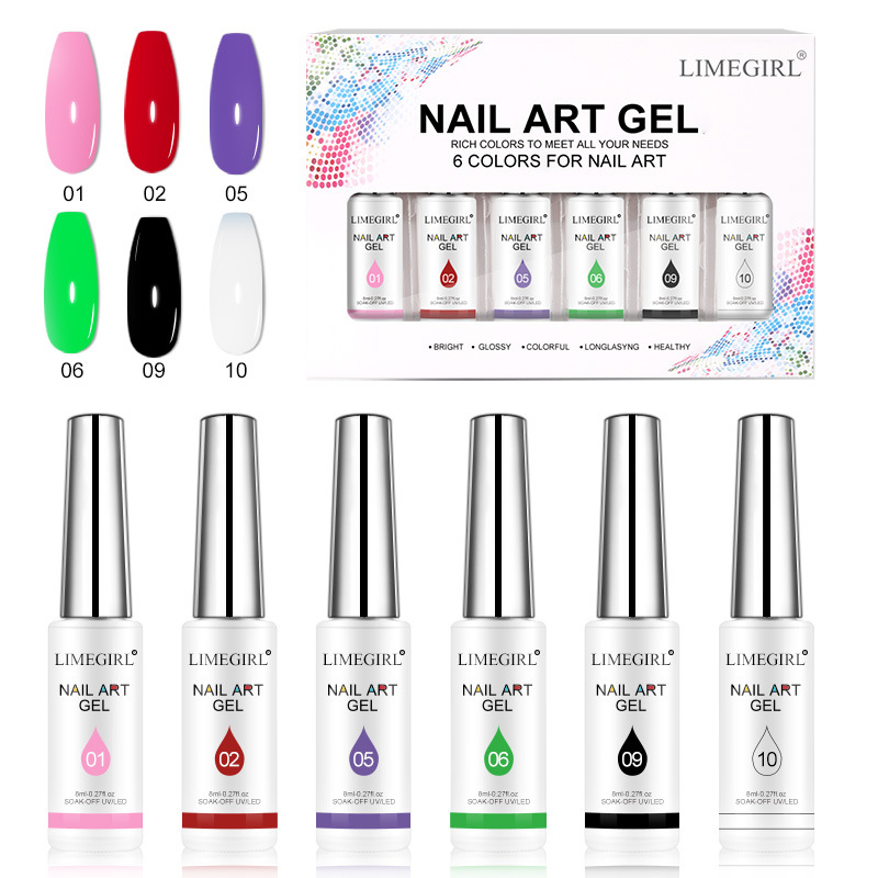 Nuevo popular pegamento de dibujo de uñas fototerapia pegamento pintado 3D spray pintura gel 12 caja de color armadura aceite pegamento