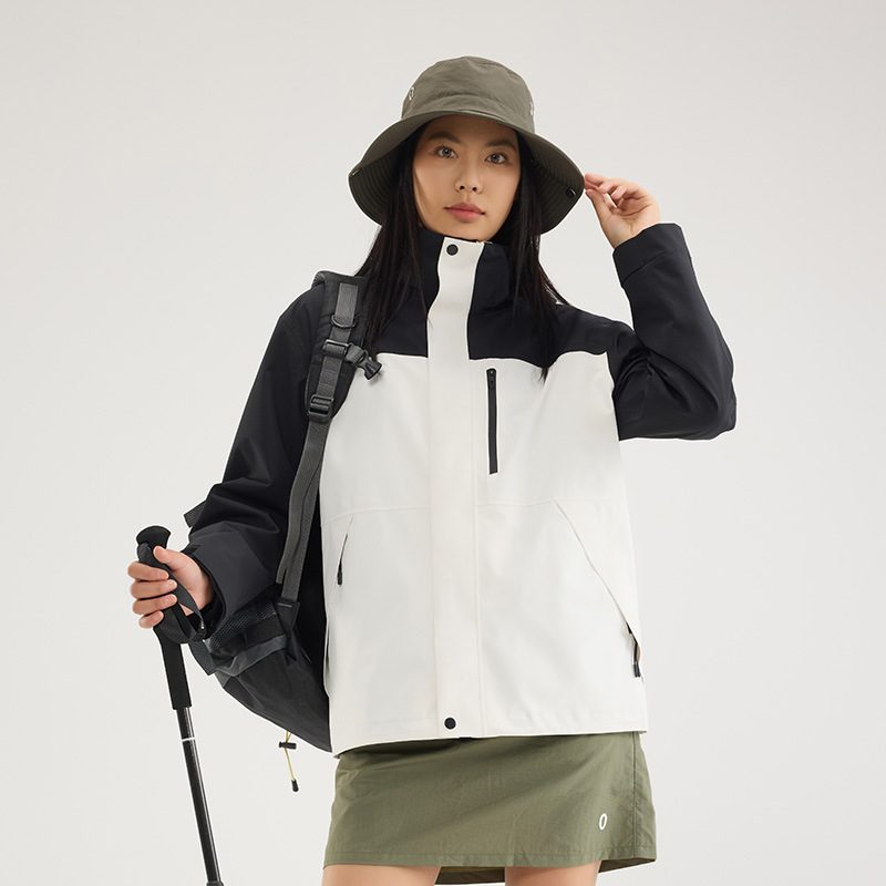 伯同風フルヒートシールアウトドアジャケット3in1、女性用取り外し可能防風防水、男性用登山服、ダウンジャケット