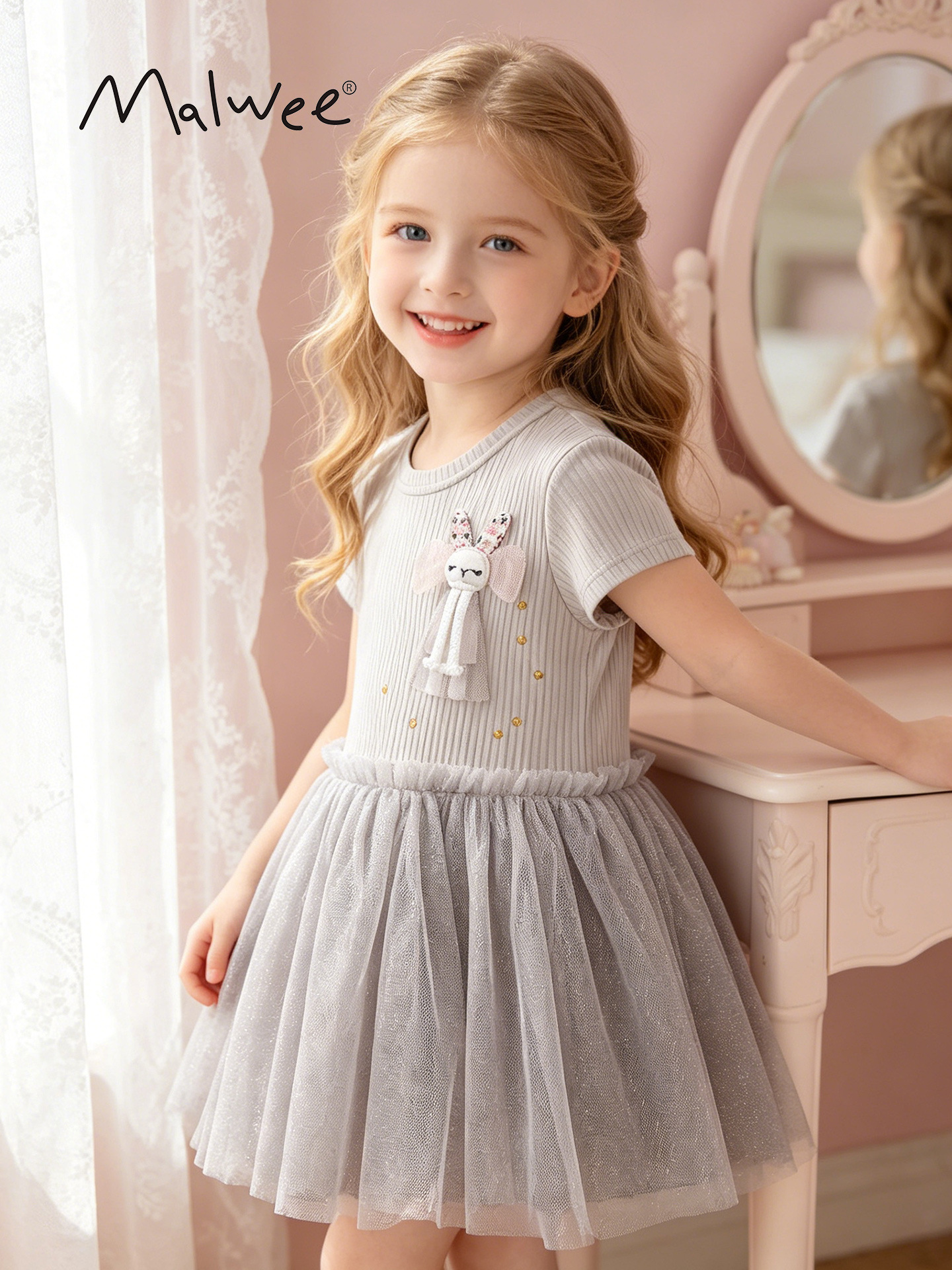 Malwee transfronterizo vestido de niña de verano nuevo lindo vestido de niña europea y americana vestido de princesa para niños image 1