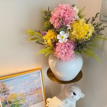 黄金万两  高品质手感保湿玫瑰绣球蝴蝶兰花束陶瓷花瓶桌面摆放