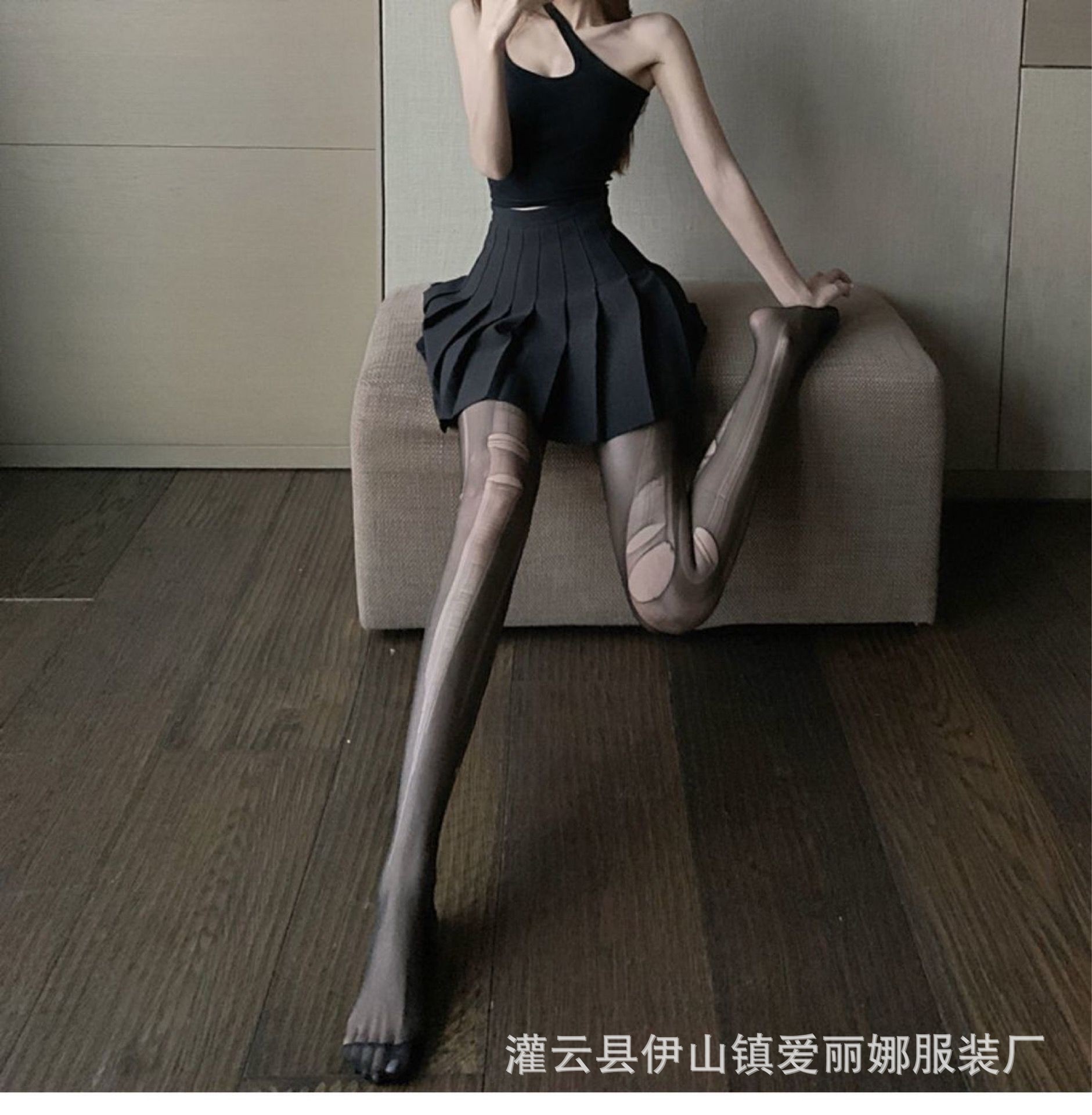 Hand-Tear Disposable Pantyhose for Women, Ultra-Thin Black Silk Style, Clubwear — detail image 9
