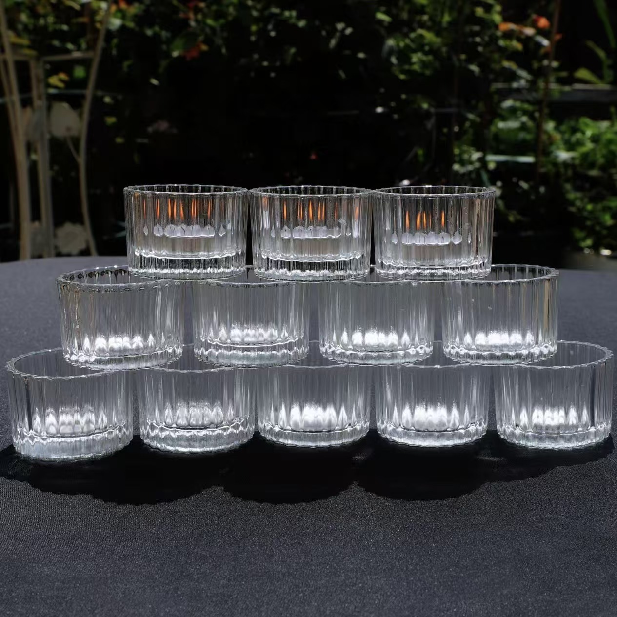 Inventario 5538 taza de vela de rayas verticales Amazon mini pequeño candelabro taza de cera de incienso taza de cera de té fragancia