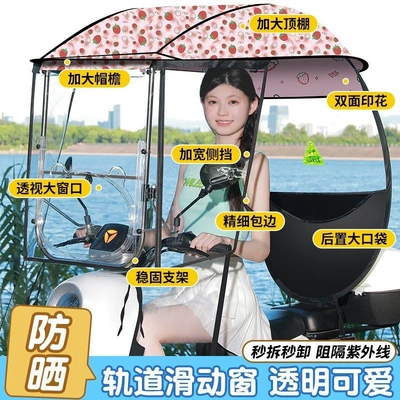 Elektromobil üçün ön şüşə çətiri (günlük) — and Rain Protection, Sun Protection - side-block-panda-crystal-sliding-window-double-sided-ceiling-best-of-both-worlds-the-car-has-a-rearview-mirror-for-taking-pictures