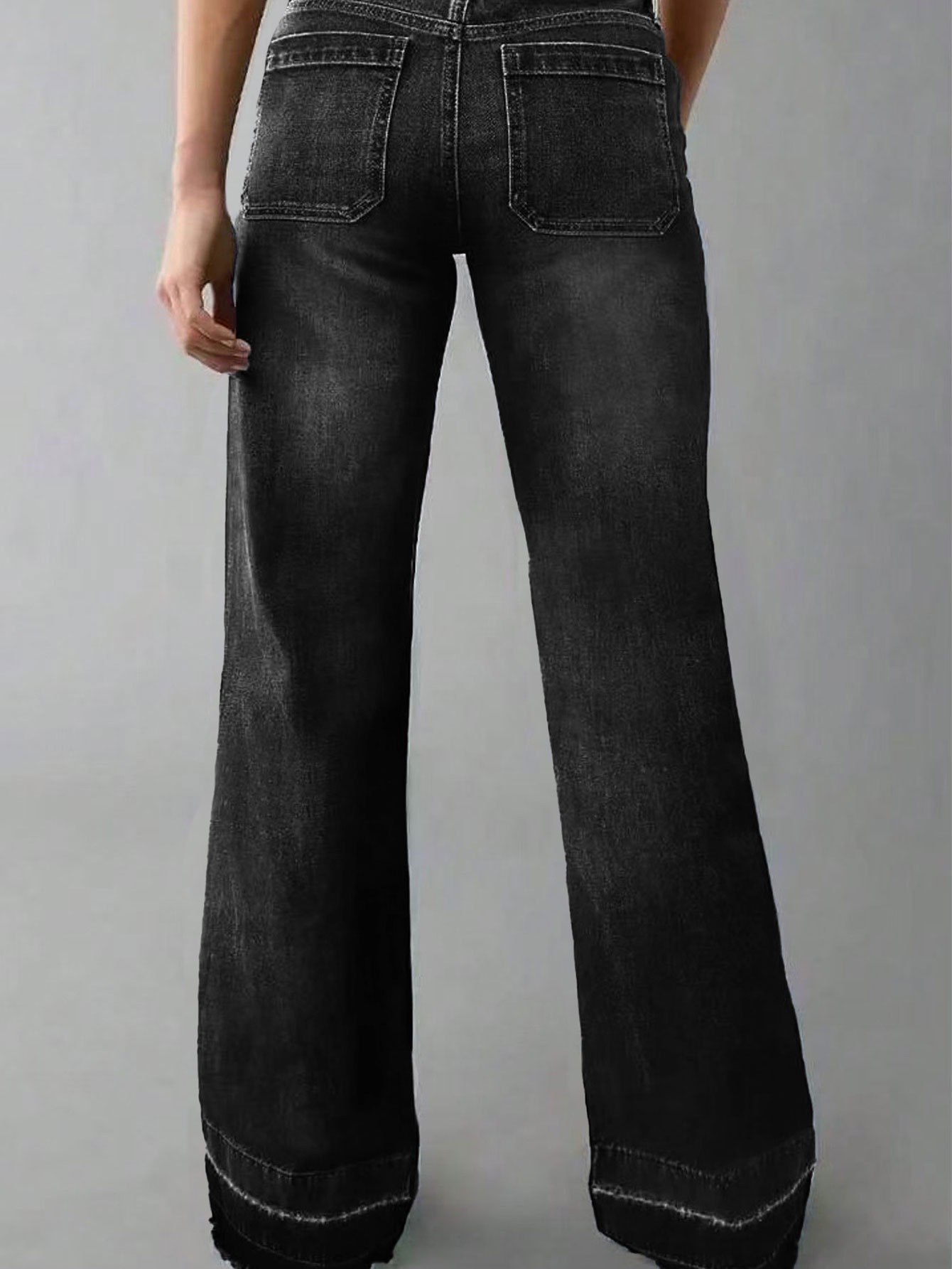 Vintage High-Waisted Straight Leg Jeans For Women – Distressed Hem Relaxed Fit Denim Pants (Dark Blue, Light Blue, Black)_mkmklike.com