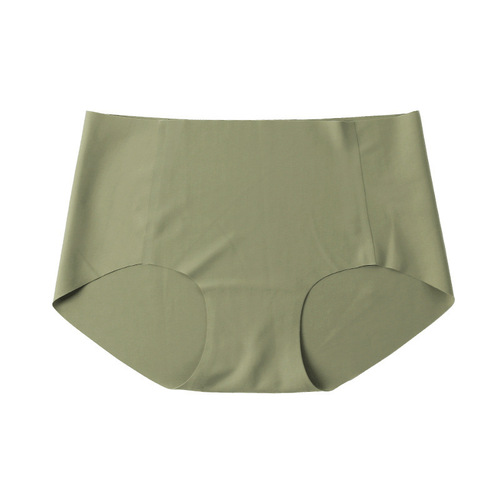 Plain muscle seamless breathable mid-waist women's underwear solid color tummy control buttocks pure cotton crotch seamless briefs summer briefs