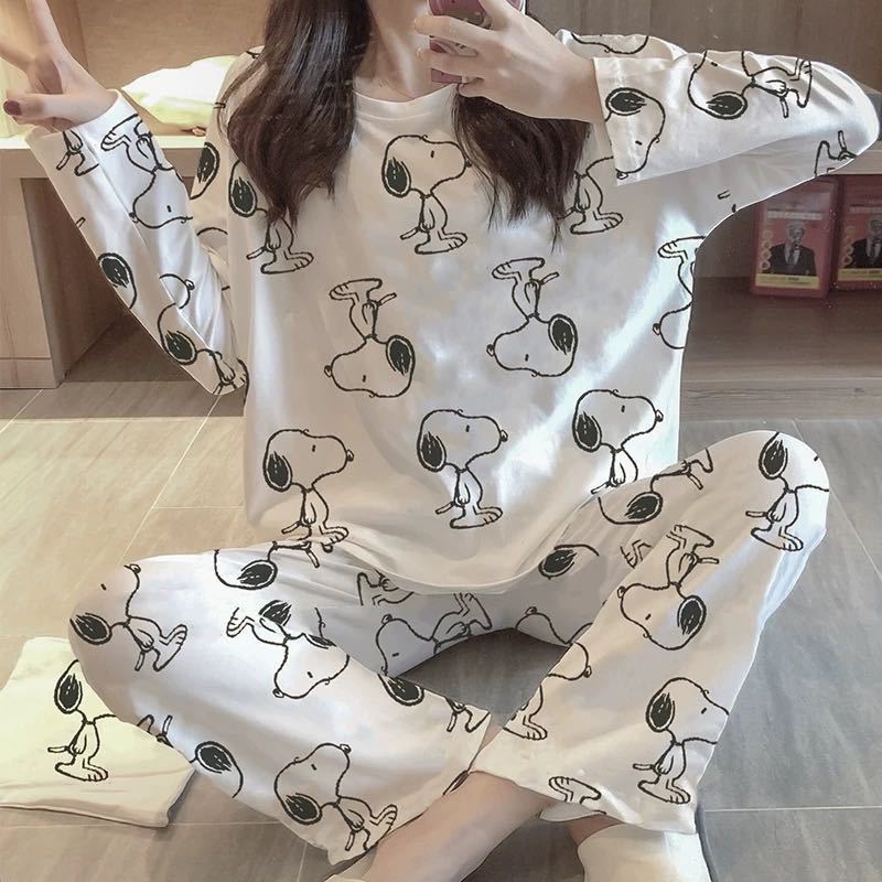 Pijamas de manga larga de las mujeres de primavera y otoño más tamaño pijamas de verano de las mujeres ropa de abrigo estilo coreano pijamas de las mujeres más tamaño traje de desgaste para el hogar image 13