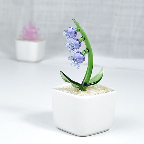 Zibo glass art piece Baoshan succulent bean sprout pot plant cactus bellflower artificial plant crystal glass creative