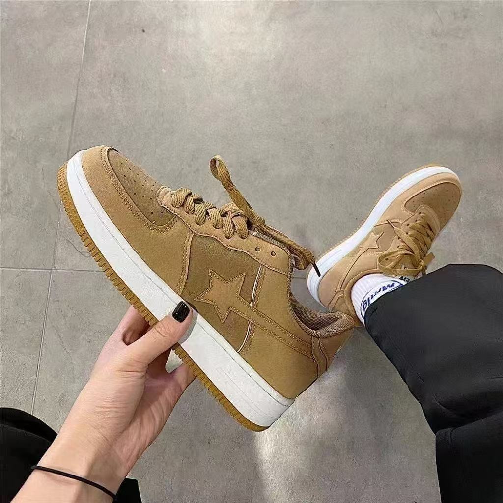 Retro Wheat-Colored Men's Shoes, Casual Lightweight Sneakers, Ins Trendyy Niche Sports Shoes, Versatile Skateboard Shoes for Couples, Women