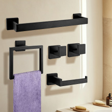 加工定制跨境不锈钢浴室置物架五件套毛巾纸巾挂件挂钩方型置物架
