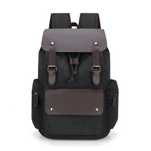Amazon's Popular Backpack Men's Canvas Cross-Border Trendy Canvas Large Capacity Manufacturer One Piece Wholesale Men's Bag
