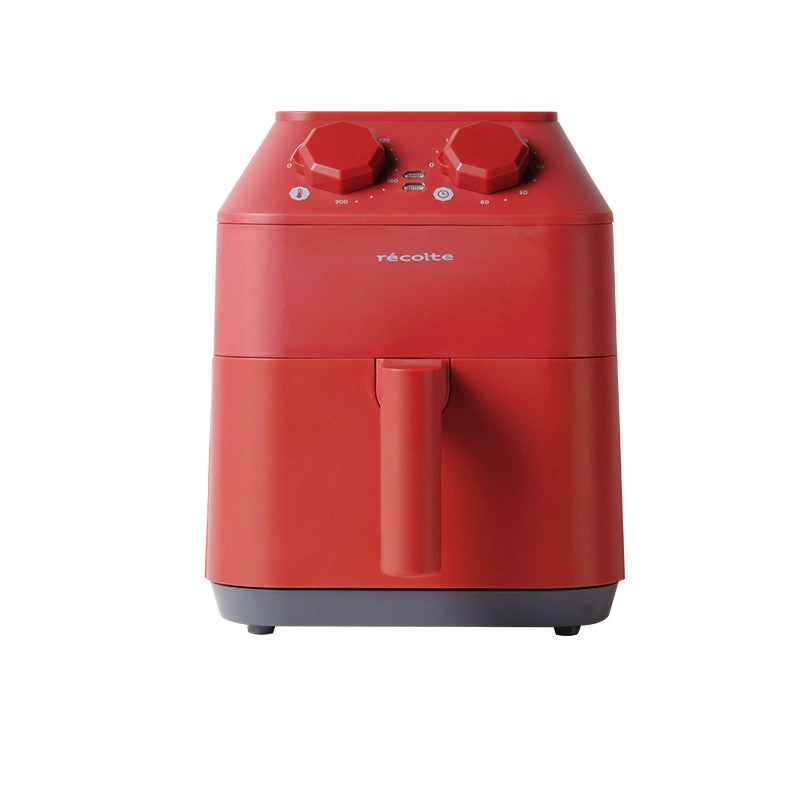 Воздушный духовной шкаф (recolte) компактный аэрогриль с выдвижной корзиной, ретро‑красный или сырно‑белый