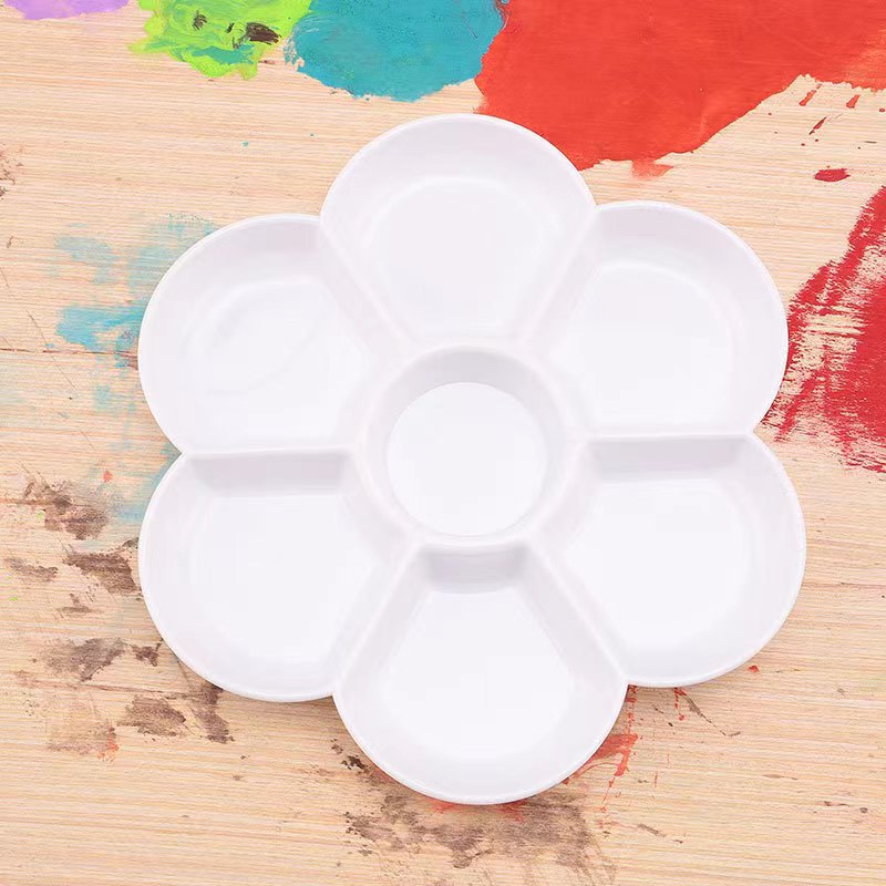 Transparent Ceramic-Mimicking Plum Blossom Color Palette, Thickened Plastic Watercolor and Chinese Painting Paint Palette Manufacturer Wholesale