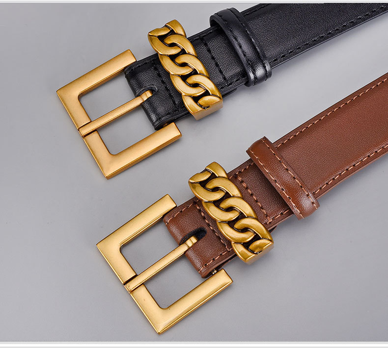 Women's Belt Leather Alloy Buckle Versatile Accessory For Jeans_voghion.com