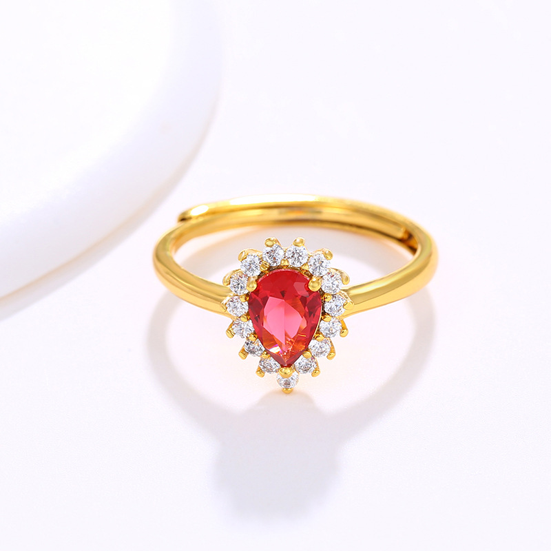 Xuping joyería Amazon suministro transfronterizo ligero de lujo gota de agua artificial color treo de mano estilo francés elegante anillo retro