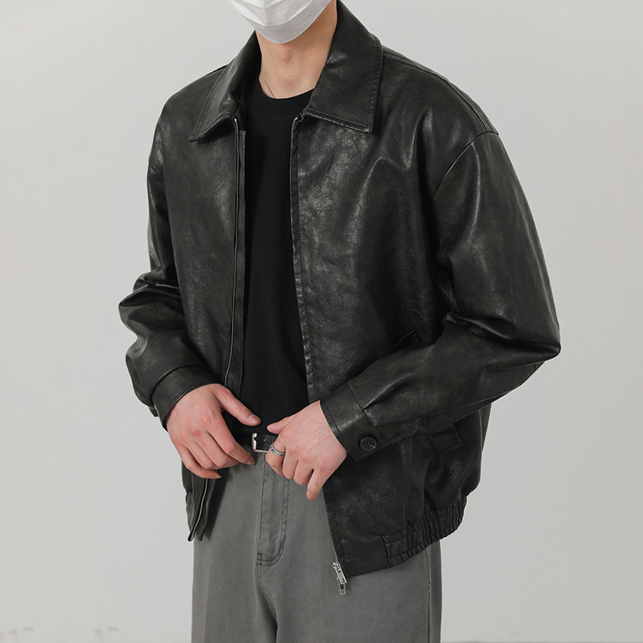 Cleanfit痞帅高街风设计感Pu皮衣潮男复古风机车服皮夹克秋冬外套